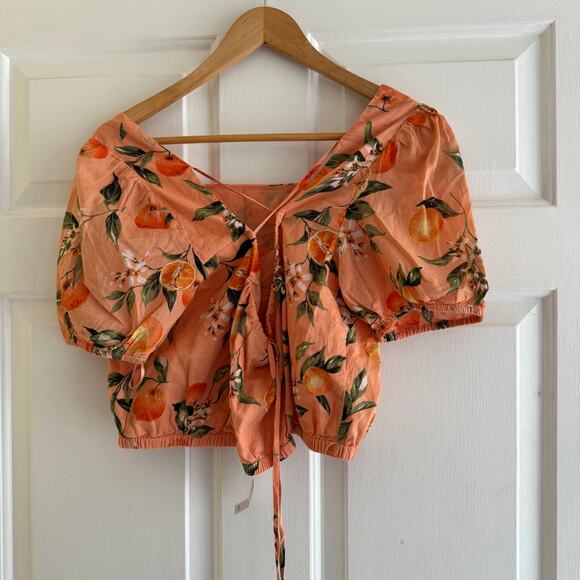 NWT Loft Orange Harvest Cris Cross Cropped Top Cotton Size Small - Picture 5 of 7
